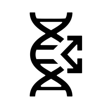 Siyah DNA mutasyonu, Gen düz GDO simgesini değiştir, imzala. Sembol genetiği değiştirilmiş. Gıda etiketi ya da etiketi beyaz arka planda izole edilmiş. Vektör illüstrasyonu Eps 10.