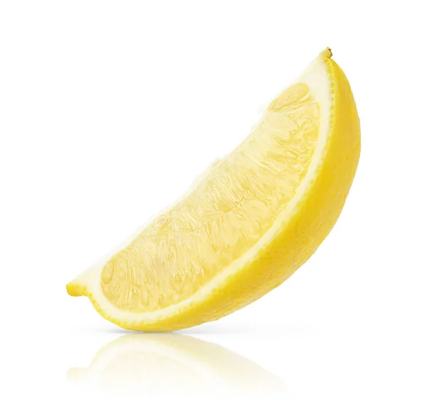 Лимонний Шматочок Ізольований Білому Тлі Відсічним Контуром Крупним Планом — стокове фото