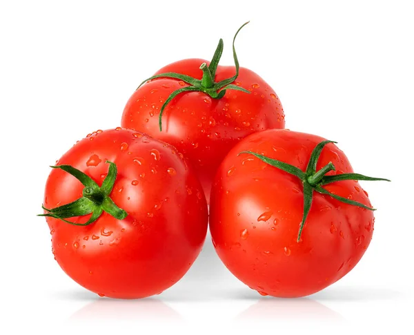 在白色背景上的三个孤立的西红柿. — 图库照片