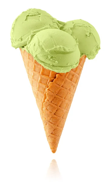 Green Ice Cream Isolated Clipping Path — Stock Photo, Image