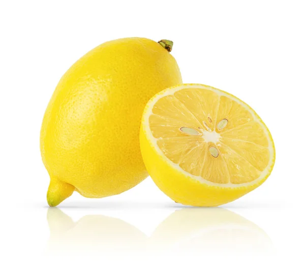 Lemon and a half isolated on white background with clipping path. — Stock Photo, Image