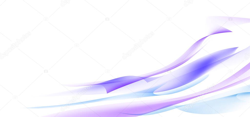Abstract transparent flowing colorful waves on white background. 