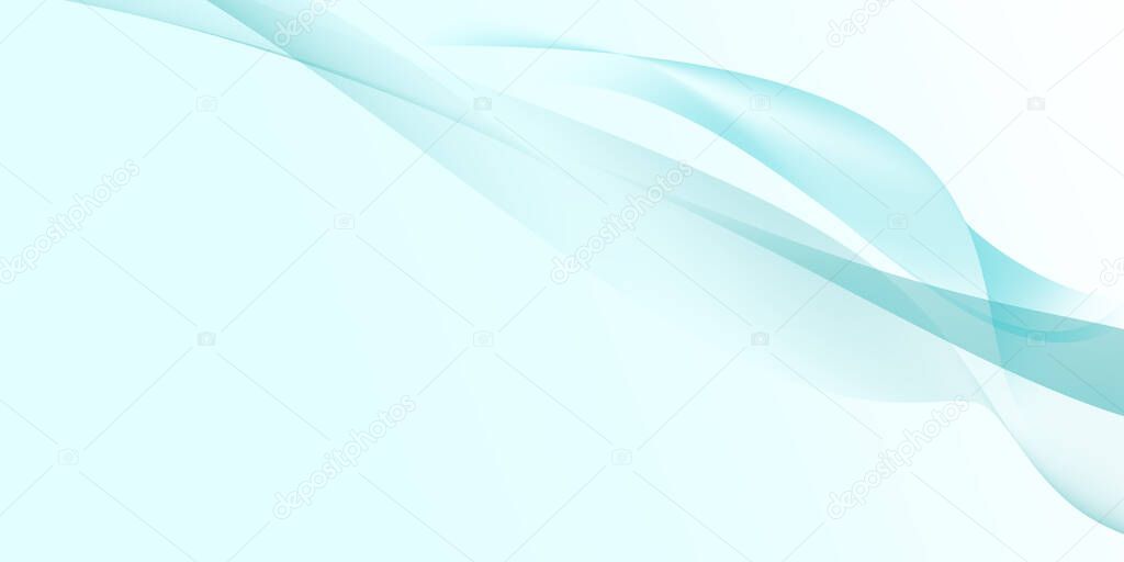 Abstract flowing transparent waves on blue background.