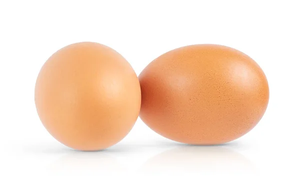 Two Brown Eggs Isolated White Background Close High Quality Photo — Foto de Stock