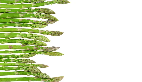 Row Green Asparagus Isolated White Background Copy Space High Quality — Stock Photo, Image