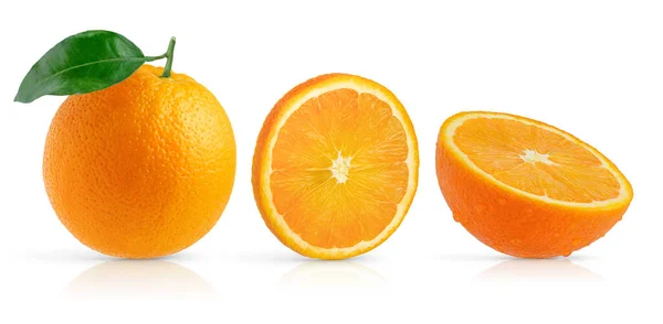 Pomarańczowa Kolekcja Owoców Białym Tle Wyłącz — Zdjęcie stockowe