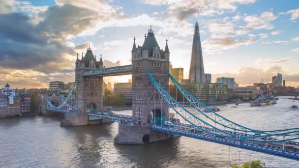 Tower Bridge Shard River Thames London England United Kingdom — Vídeos de Stock
