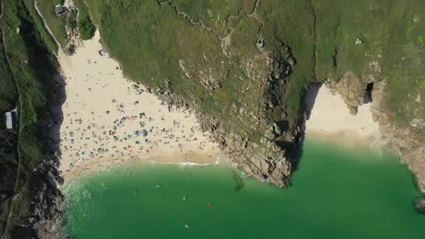 Ηνωμένο Βασίλειο Κορνουάλη Porthcurno Παραλίες Και Ακτές — Αρχείο Βίντεο