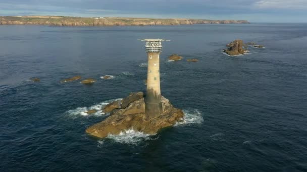 Longships Lighthouse Land End Cornwall England — Stock video