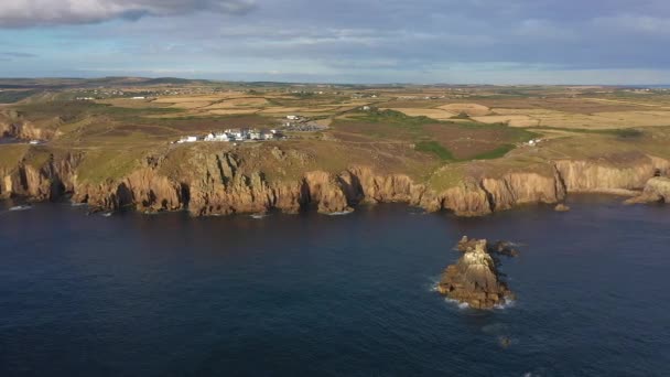 Cliffs Coastline Lands End Cornwall England 免版税图库视频片段