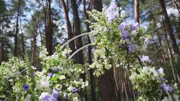 Beautiful Bohemian Tipi Arch Decoration Outdoor Wedding Ceremony Venue Pine — Αρχείο Βίντεο