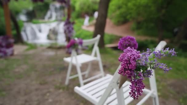 White Chairs Guests Luxury Outdoor Wedding Ceremony Event Decoration Fresh — 비디오