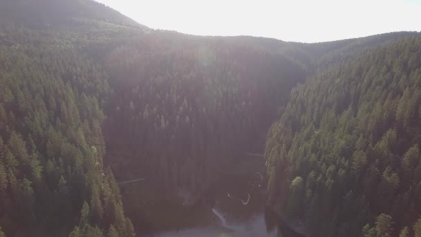 공중에서 우크라 이나의 카르파티아 산맥에 호수가 보인다 Uhd 비디오 고품질 — 비디오