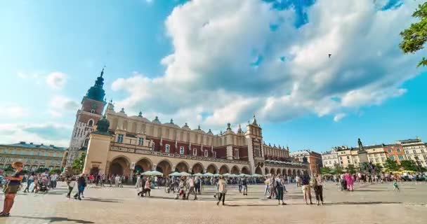 Main Square Cloth Hall Krakow Polen Solig Dag Förfaller Högkvalitativ — Stockvideo