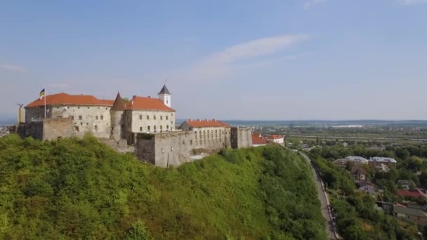 Letecký Pohled Hrad Palanok Hrad Mukačevo Historický Hrad Městě Mukačevě — Stock video