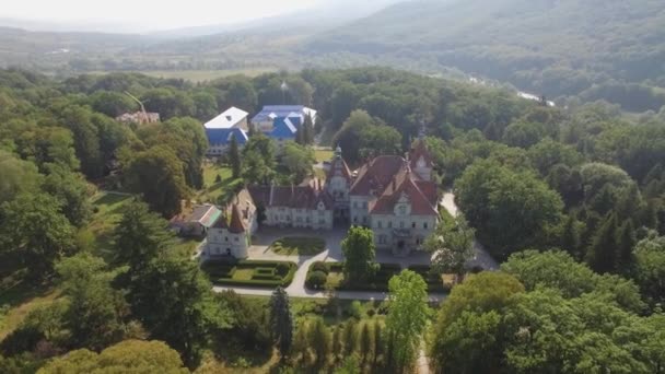 Shenborn Hrad Karpatech Jezera Ukrajina Letecký Pohled Vysoce Kvalitní Záběry — Stock video