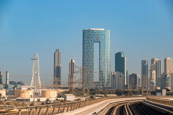 Dubai United Arab Emirates November 2021 Dubai Metro Background Skyscrapers — Stock Photo, Image