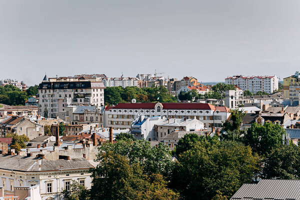 Ivano-Frankivsk, Ukraine - August 23, 2019: : View from city hall on Ivano-Frankivsk