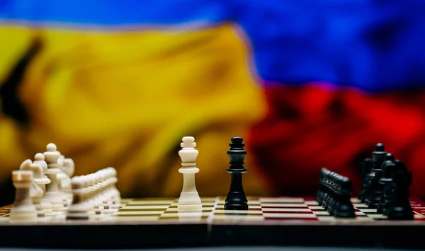 War Russia Ukraine Conceptual Image War Using Chess Board Pieces — Stock Photo, Image