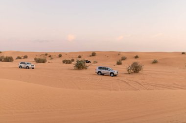 11 Kasım 2021, BAE, Dubai: Dubai veya Abu Dabi 'deki kum tepeleri boyunca çöl Safari' si - turistler için geleneksel eğlence 