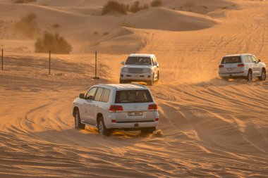 11 Kasım 2021, BAE, Dubai: Dubai veya Abu Dabi 'deki kum tepeleri boyunca çöl Safari' si - turistler için geleneksel eğlence 