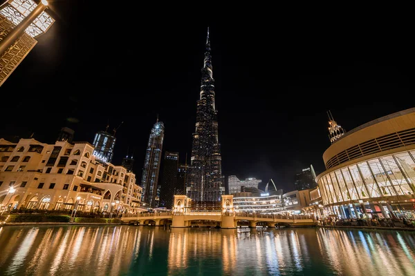 Dubai Emirados Árabes Unidos Novembro 2021 Burj Khalifa Noite Arranha — Fotografia de Stock
