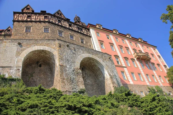 Castillo Ksiaz Situado Las Estribaciones Wabrzych Polonia Construido Siglo Xiii — Foto de Stock