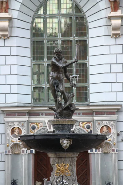 Gdansk Poland Rococo Fountain Statue Neptune First Half 17Th Century — стоковое фото