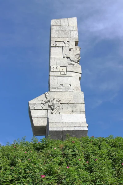 Monument Aux Défenseurs Côte Sur Péninsule Westerplatte Haut Mètres Fait — Photo