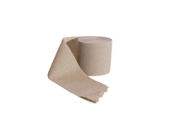 Toilet Paper Roll Open Gray Isolated White Background — Stock Photo, Image