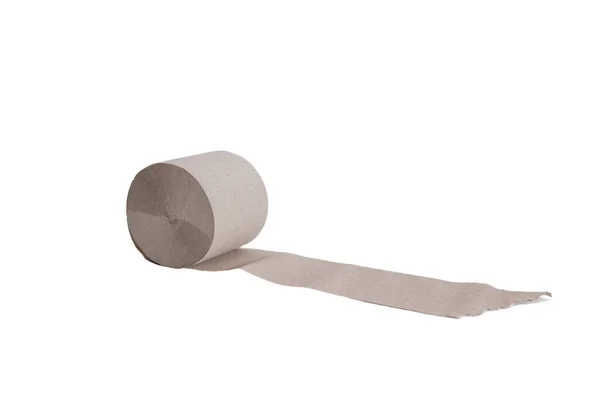 Toilet Paper Roll Open Gray Isolated White Background — Stock Photo, Image