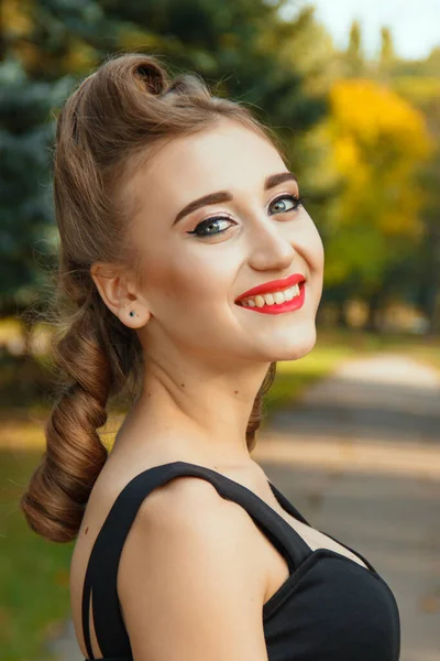 Portrait Cheerful Pin Girl Nature — стоковое фото