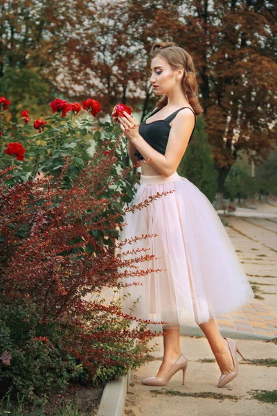 Photo Session Pin Girl Nature Roses — Stockfoto