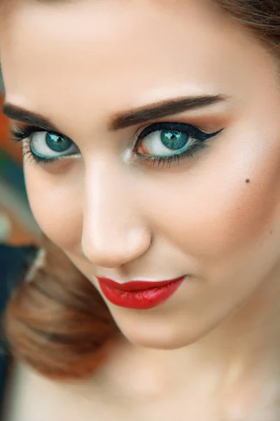 pin-up girl close-up portrait make-up