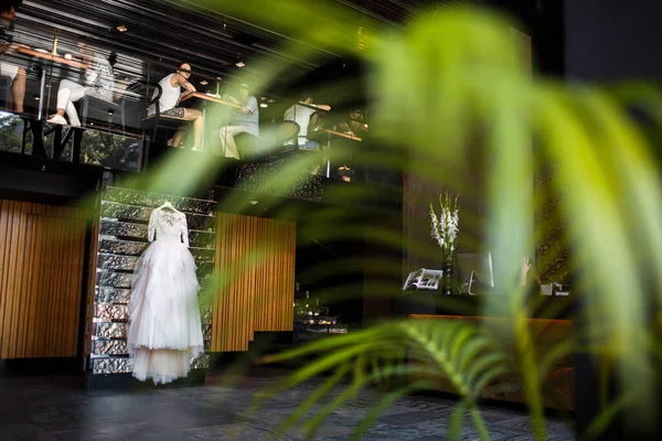 Wedding Dress Hanging Wall Hotel — Photo