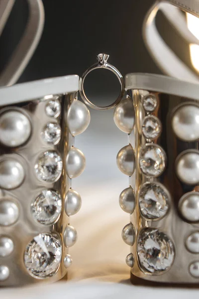 Wedding Ring Wedding Shoes Highlights — Stockfoto