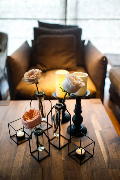 Fleurs Vase Sur Table Mariage — Photo