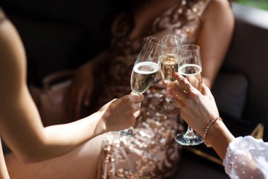 Gelin ve nedimeler bir düğünde kadeh tokuştururlar..