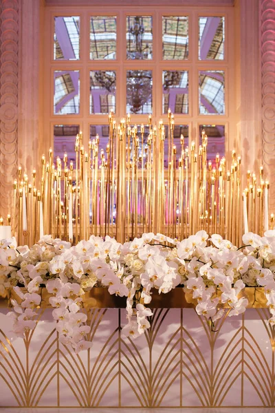 Bouquets Flowers Vase Wedding Table — Stock Photo, Image