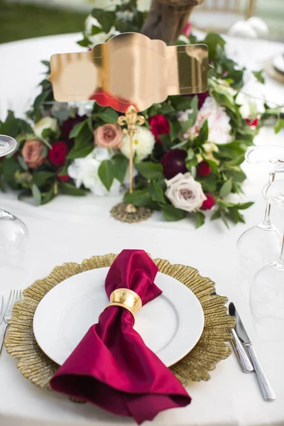 Conjunto Mesa Para Casamento Outro Jantar Evento Servido — Fotografia de Stock