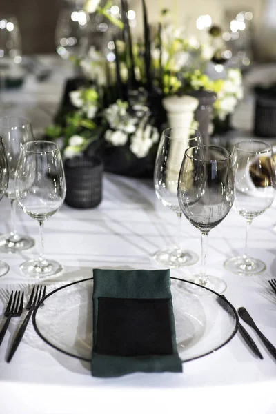 Conjunto Mesa Para Boda Otra Cena Evento Abastecido — Foto de Stock