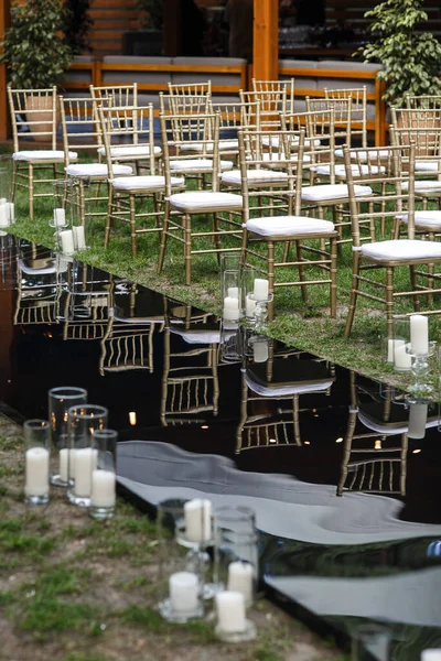 Řady Židlí Svatebním Obřadu — Stock fotografie