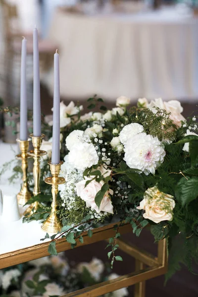 Bouquet Flowers Vase Wedding Table — Stock Photo, Image