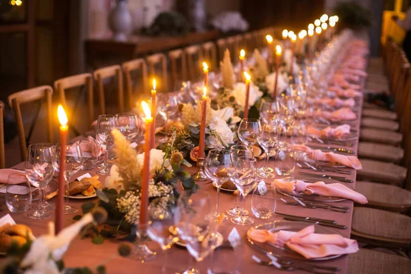 Tavola Apparecchiata Matrimonio Altra Cena Evento Catering — Foto Stock