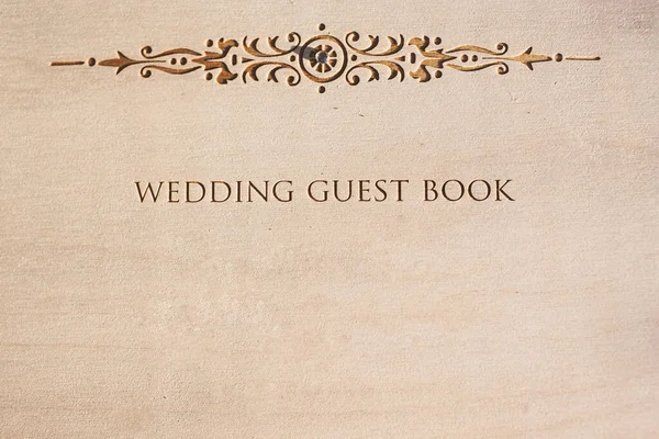Bruiloft Boek Voor Gasten Gemaakt Van Hout — Stockfoto