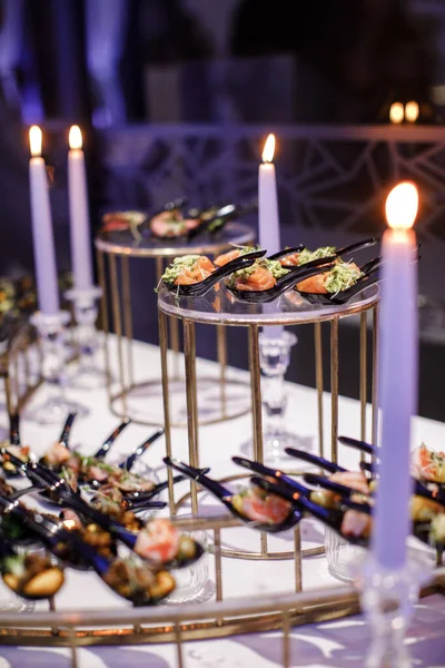Rows Appetizers Starters Wedding Table —  Fotos de Stock
