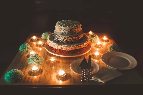 Multilevel Wedding Cake Decorated Various Patterns — Stock Photo, Image