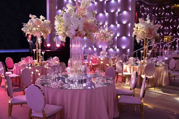 Decorated Served Tables Wedding Party Other Formal Dinner — 图库照片