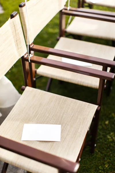 Metal Chairs Outdoor Wedding Ceremony — Stock Photo, Image
