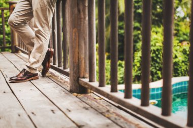 Groom in the morning during wedding preparations.